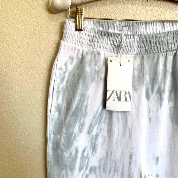 ZARA Green tie-dye jogger pants women side pockets size S boho bohemian - Picture 9 of 10
